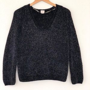 Black Velvet Knit Sweater